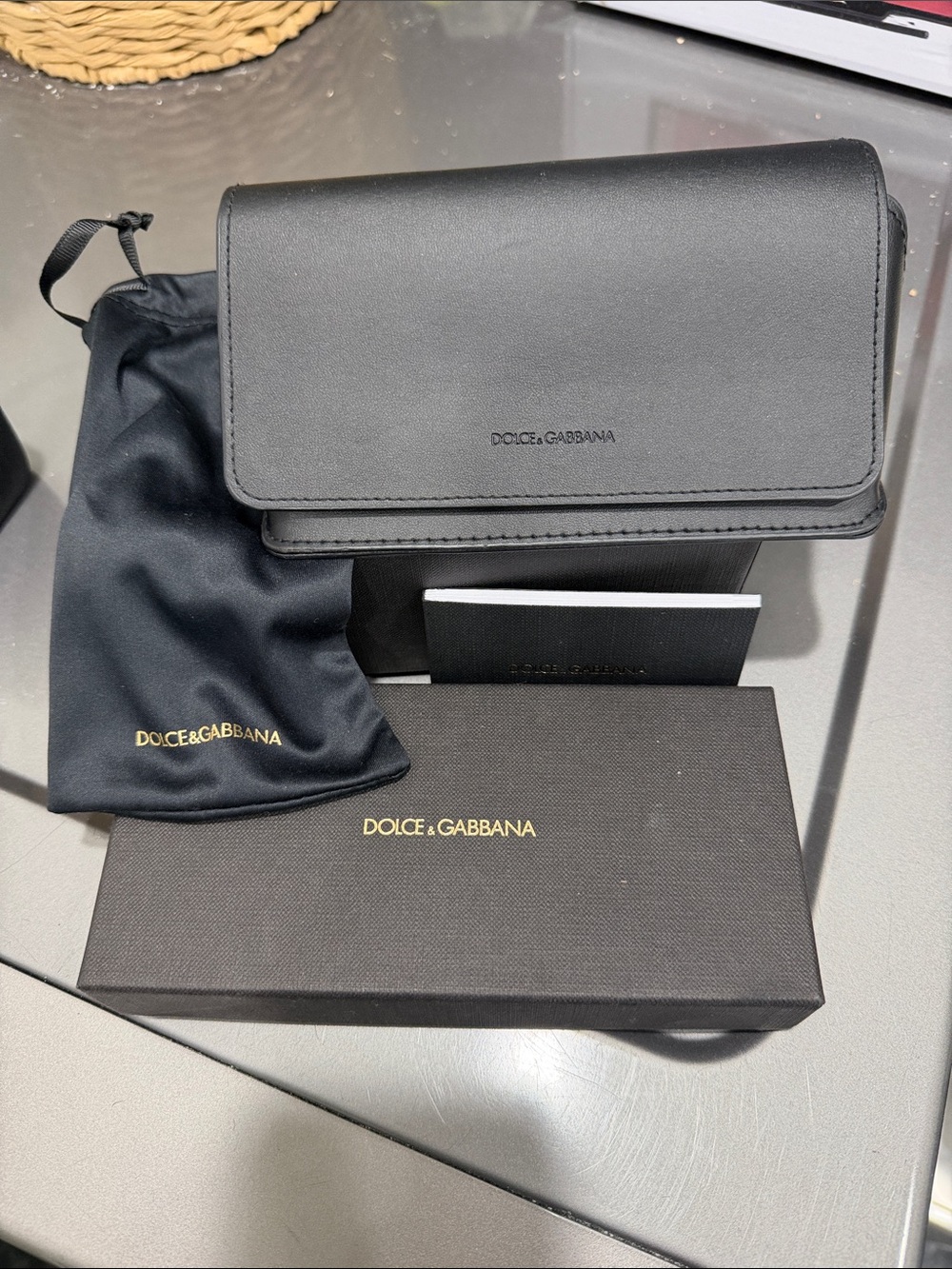 Dolce & Gabbana Black Leather Glasses Case